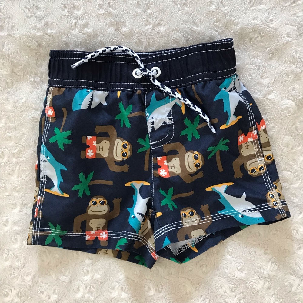 Gymboree Swim Trunks Size 6-12 Months Monkey Shark